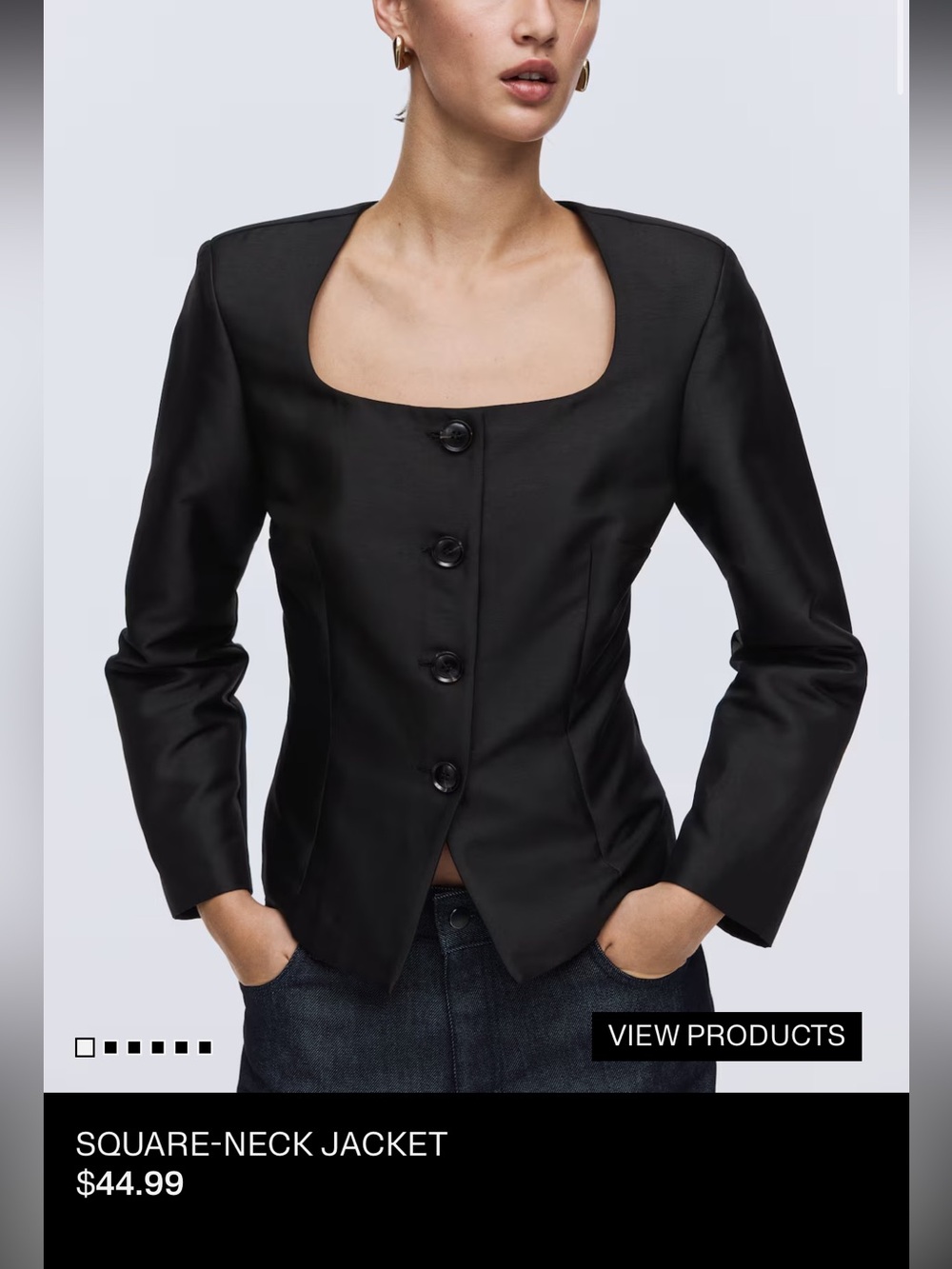 H&M Tailored Black Square-Neck Jacket size M - Picture 4 of 4
